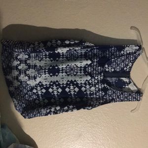 Blue pattern tank with zipper